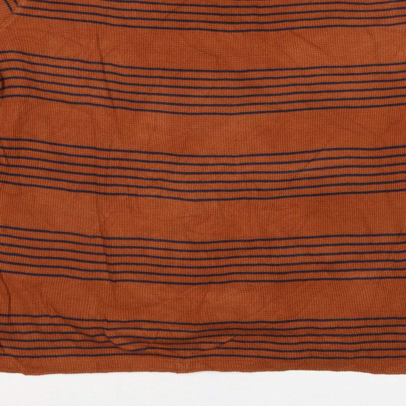 Gap Unisex Brown Navy Striped Cotton Knit Crew Neck Jumper XL