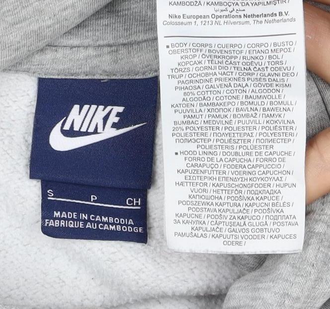 Nike Men’s Grey Small Pullover Hoodie Logo Hooded Fleece Sports