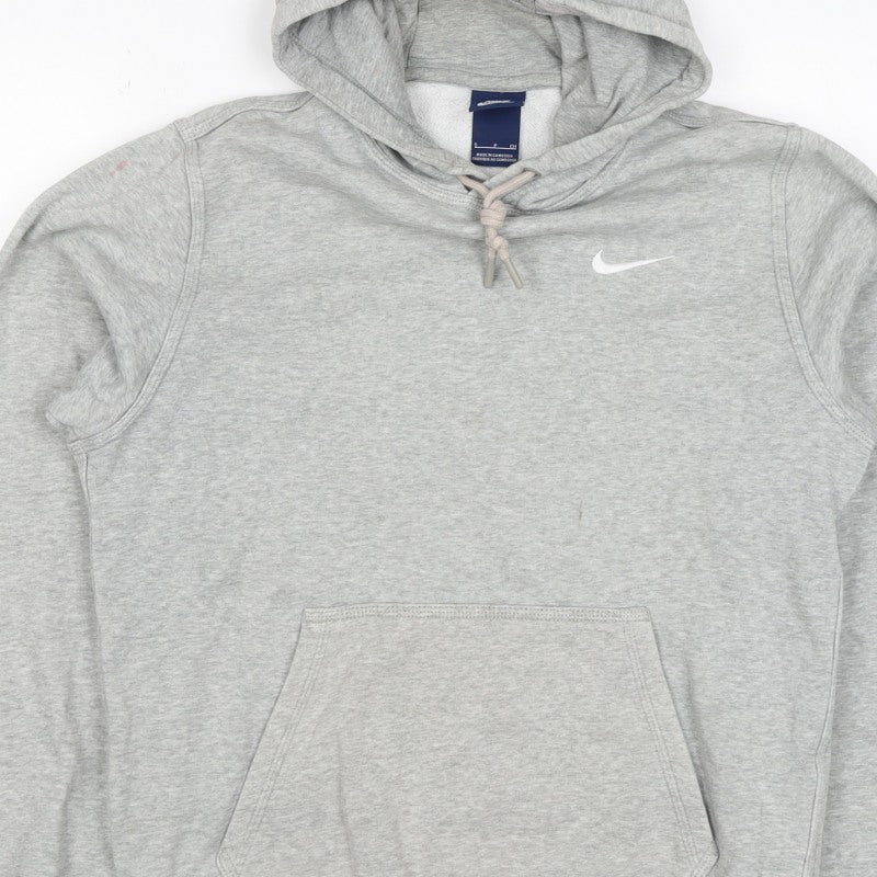Nike Men’s Grey Small Pullover Hoodie Logo Hooded Fleece Sports
