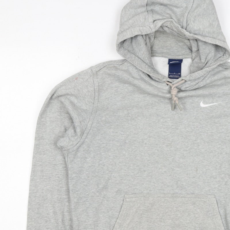 Nike Men’s Grey Small Pullover Hoodie Logo Hooded Fleece Sports