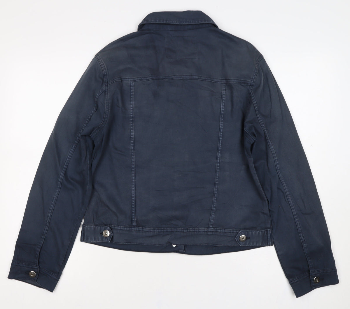 Amara Reya Women’s Blue UK 12 Denim Basic Jacket Collared Snap Front