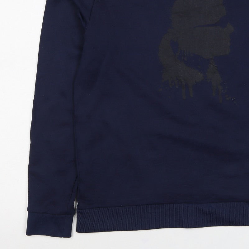 Karl Lagerfeld Men’s Blue M Logo Graphic Crew Neck Pullover Sweatshirt