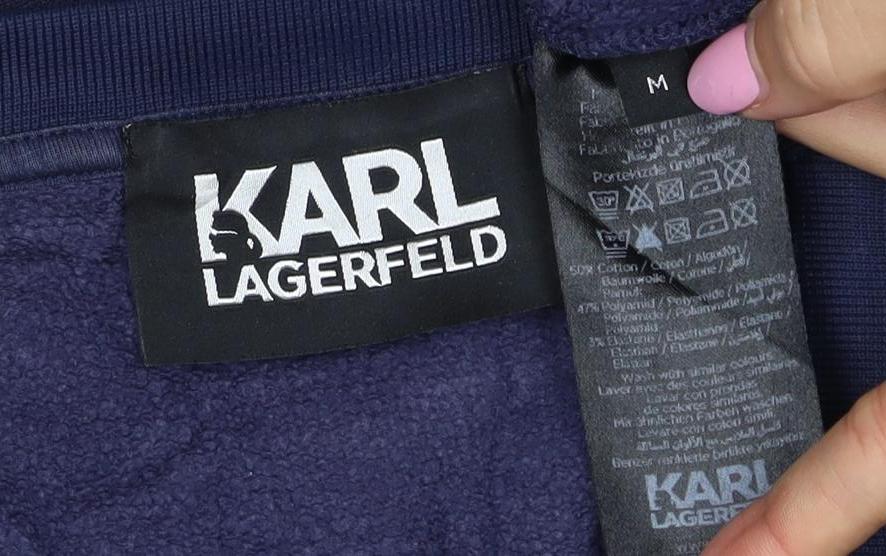 Karl Lagerfeld Men’s Blue M Logo Graphic Crew Neck Pullover Sweatshirt