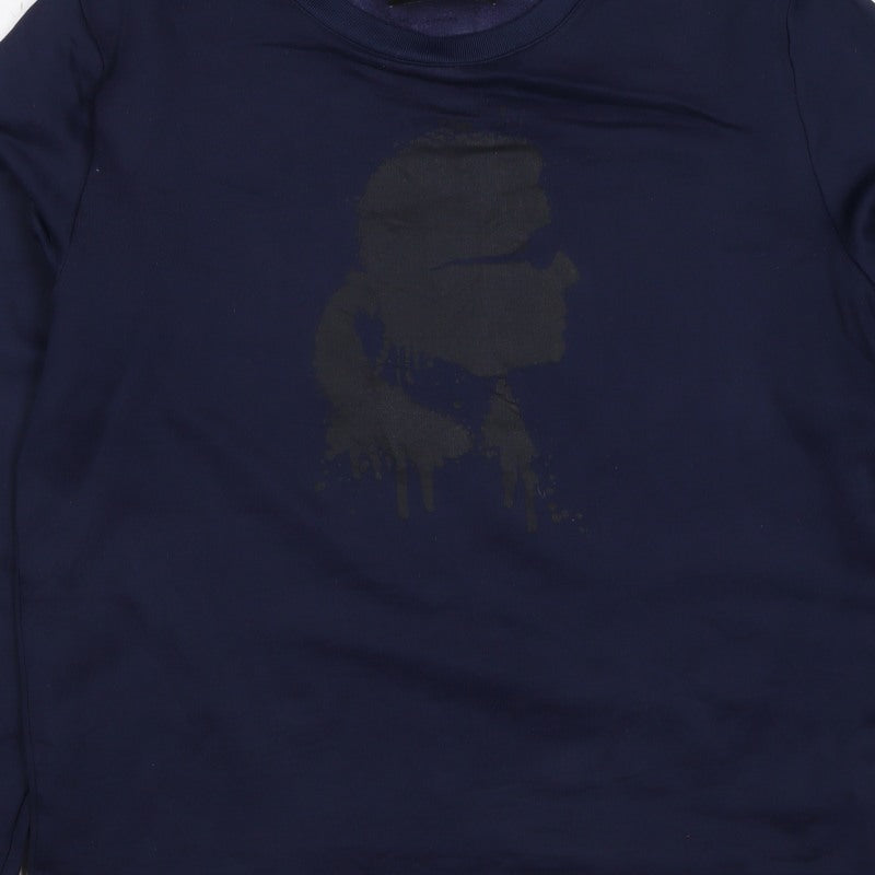 Karl Lagerfeld Men’s Blue M Logo Graphic Crew Neck Pullover Sweatshirt
