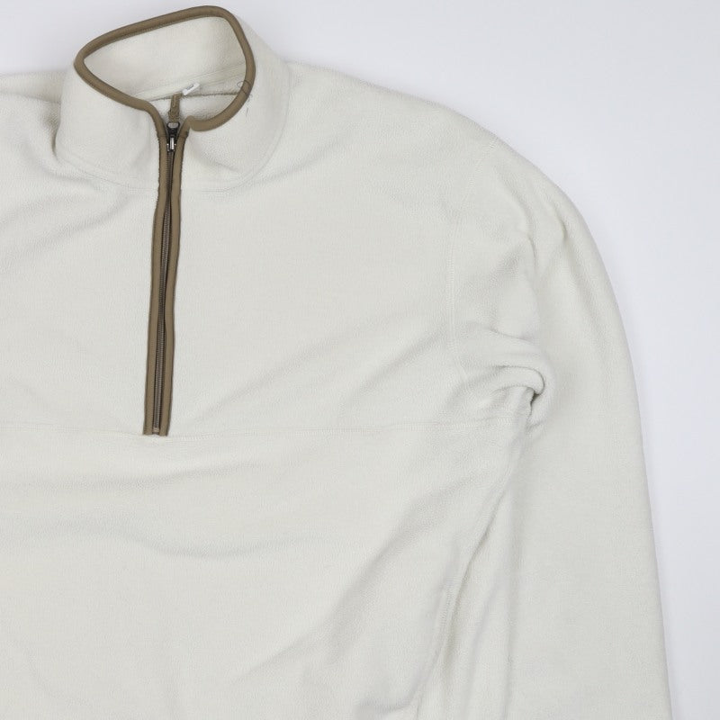 UNIQLO Men’s Ivory XL Quarter Zip Fleece Pullover Sweatshirt Pockets