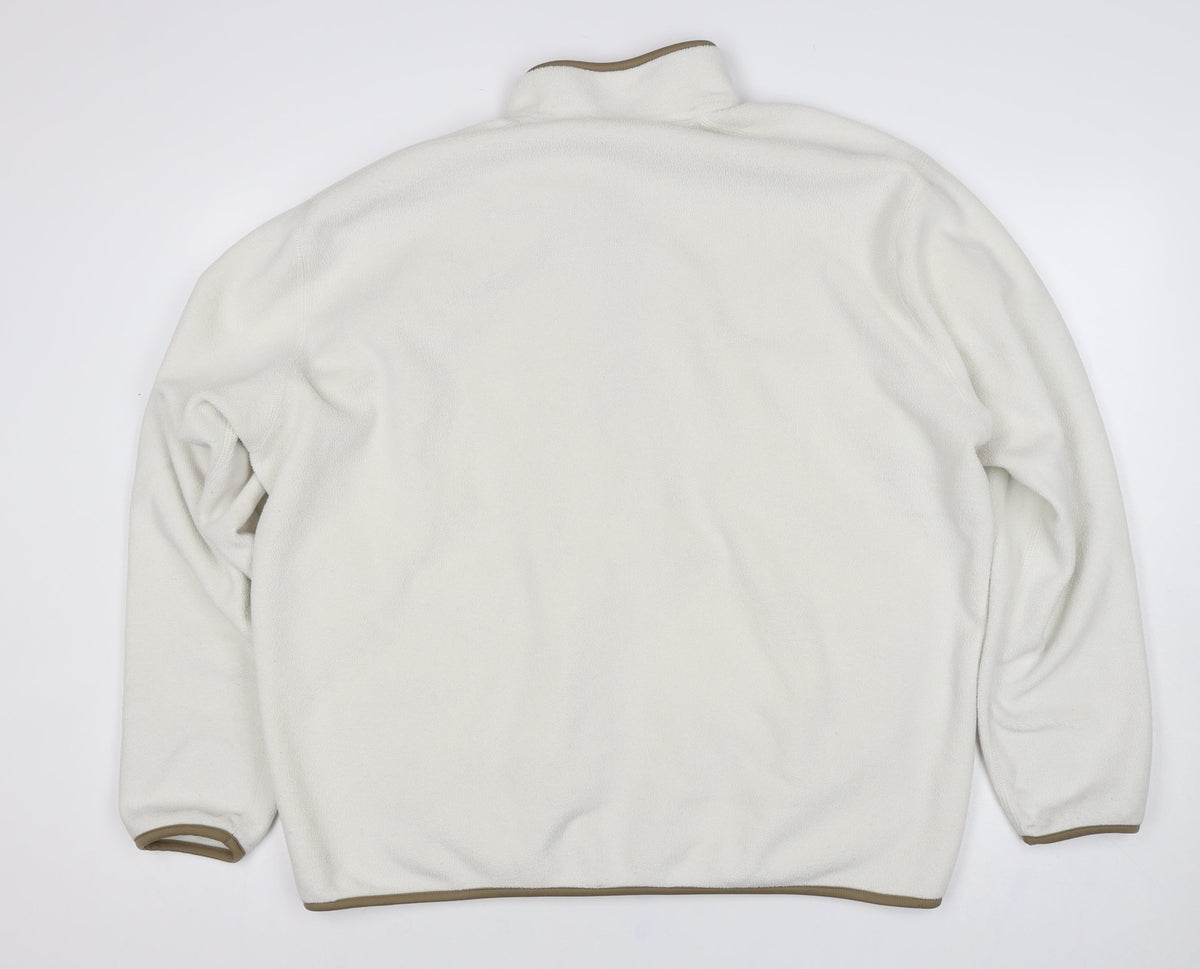UNIQLO Men’s Ivory XL Quarter Zip Fleece Pullover Sweatshirt Pockets