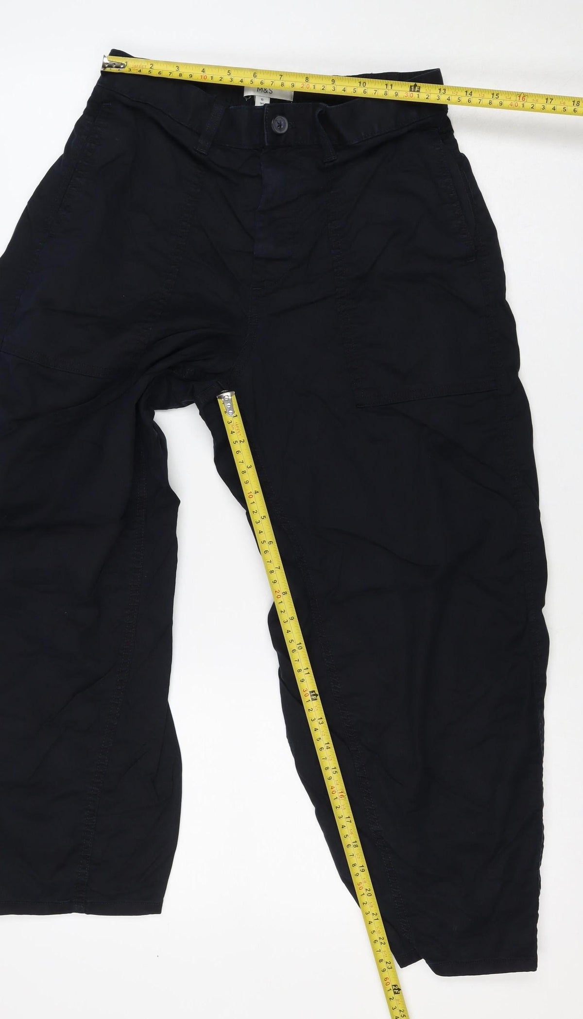Marks and Spencer Women's Black UK 10 Short Cargo Trousers Pockets