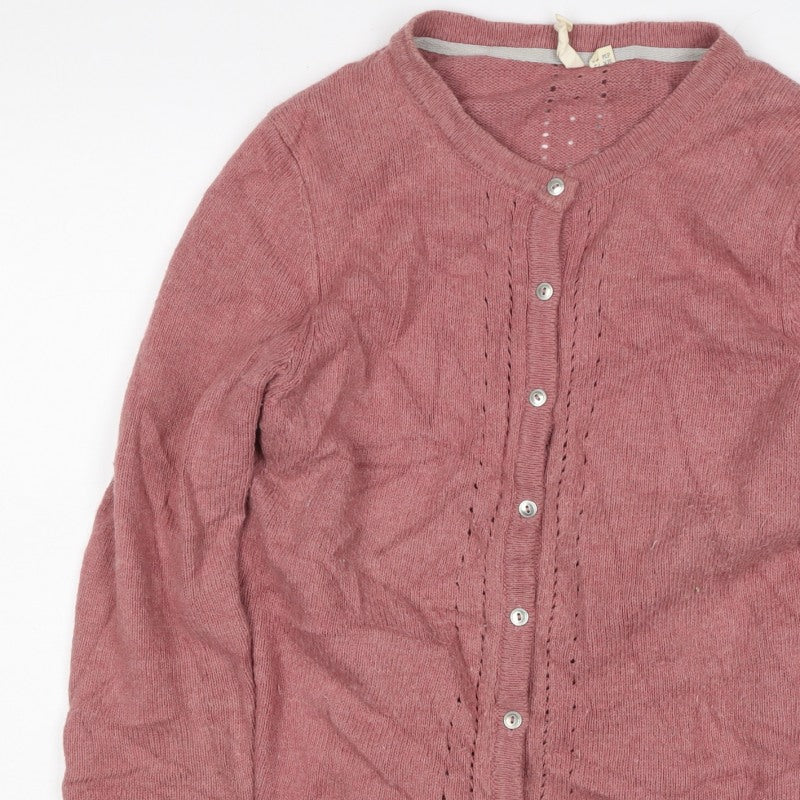 White Stuff Women’s Pink Wool Blend Button Cardigan Size 12 V-Neck