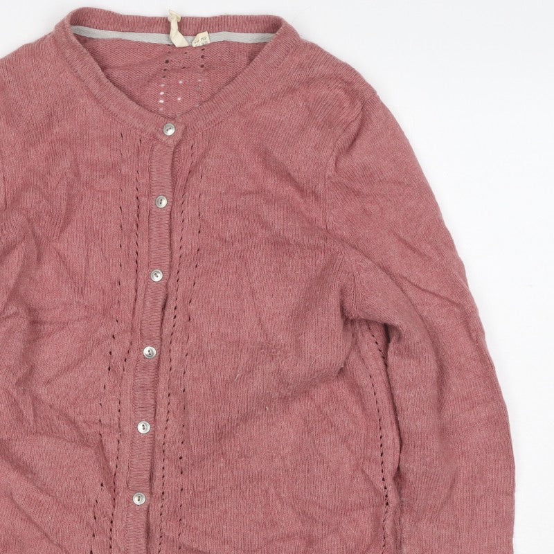 White Stuff Women’s Pink Wool Blend Button Cardigan Size 12 V-Neck