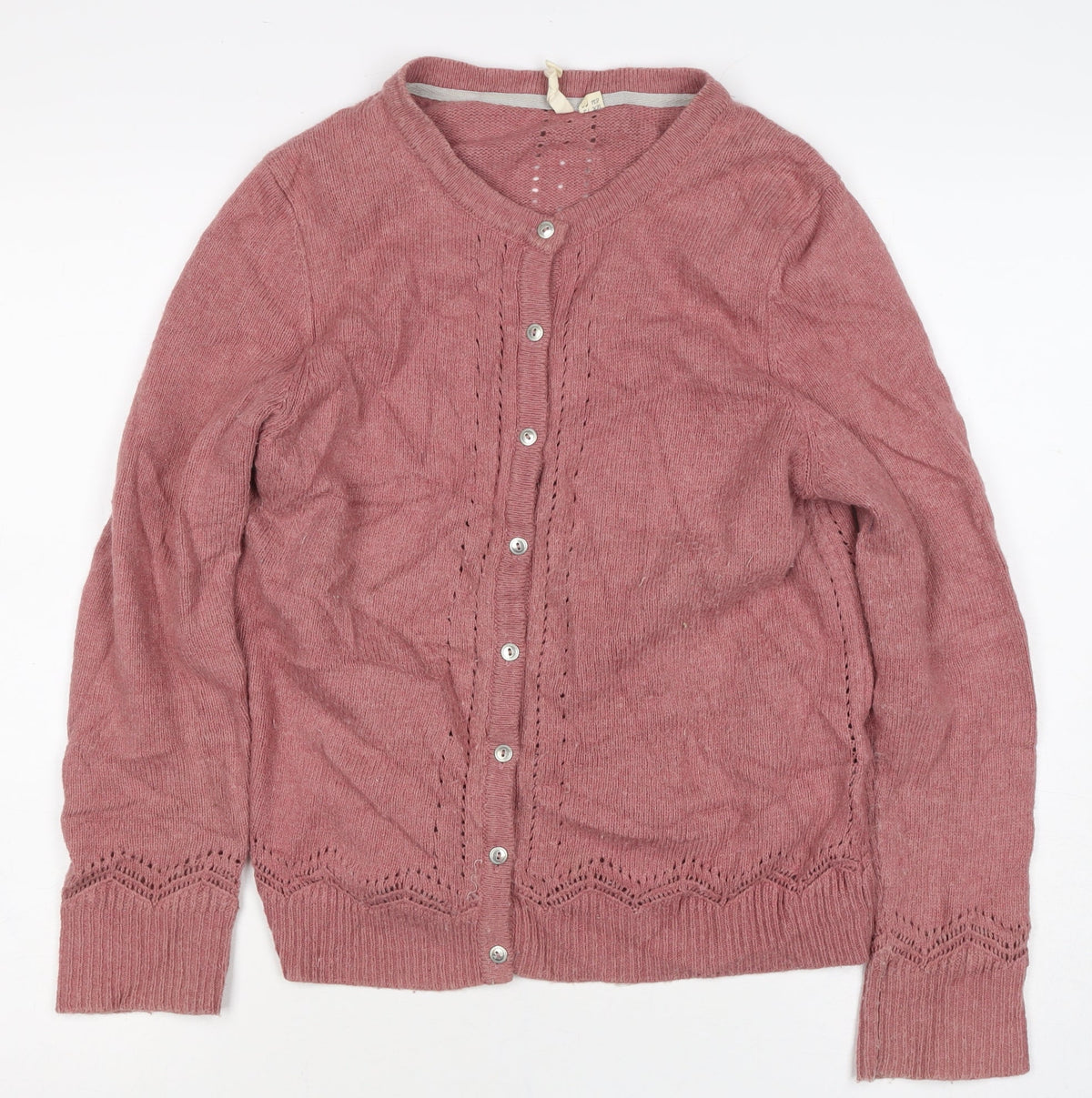 White Stuff Women’s Pink Wool Blend Button Cardigan Size 12 V-Neck