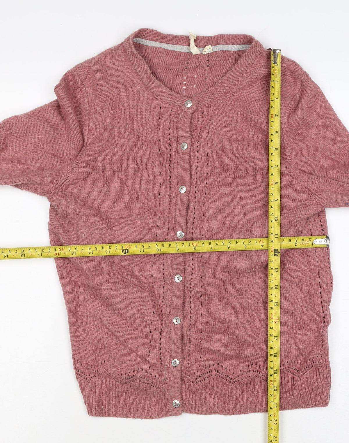 White Stuff Women’s Pink Wool Blend Button Cardigan Size 12 V-Neck