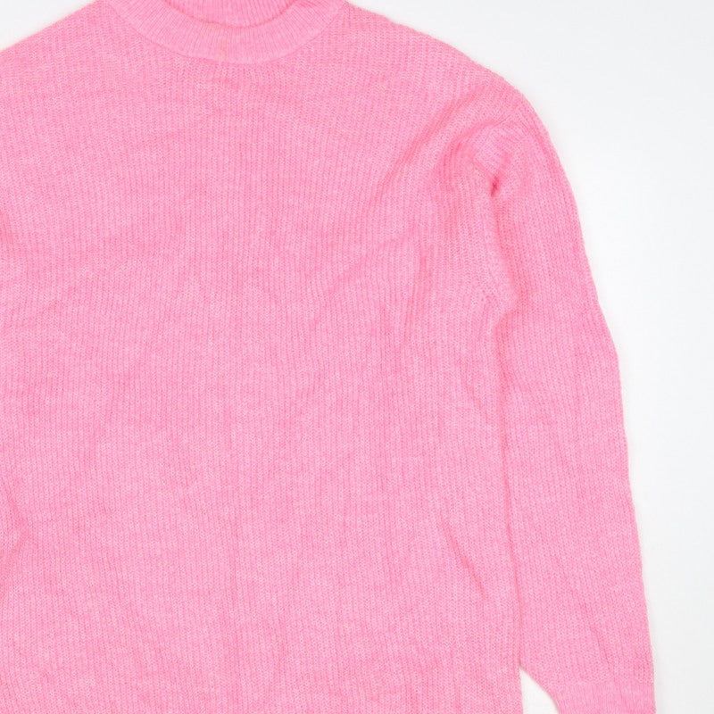 Divided Women’s Pink S Oversized Mock Neck Knit Tunic Jumper