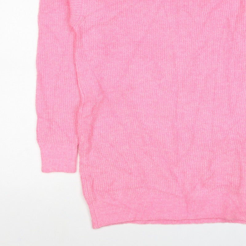 Divided Women’s Pink S Oversized Mock Neck Knit Tunic Jumper
