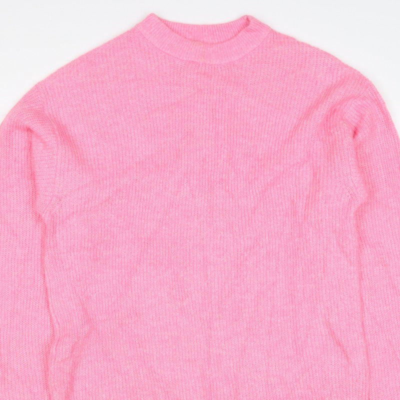 Divided Women’s Pink S Oversized Mock Neck Knit Tunic Jumper