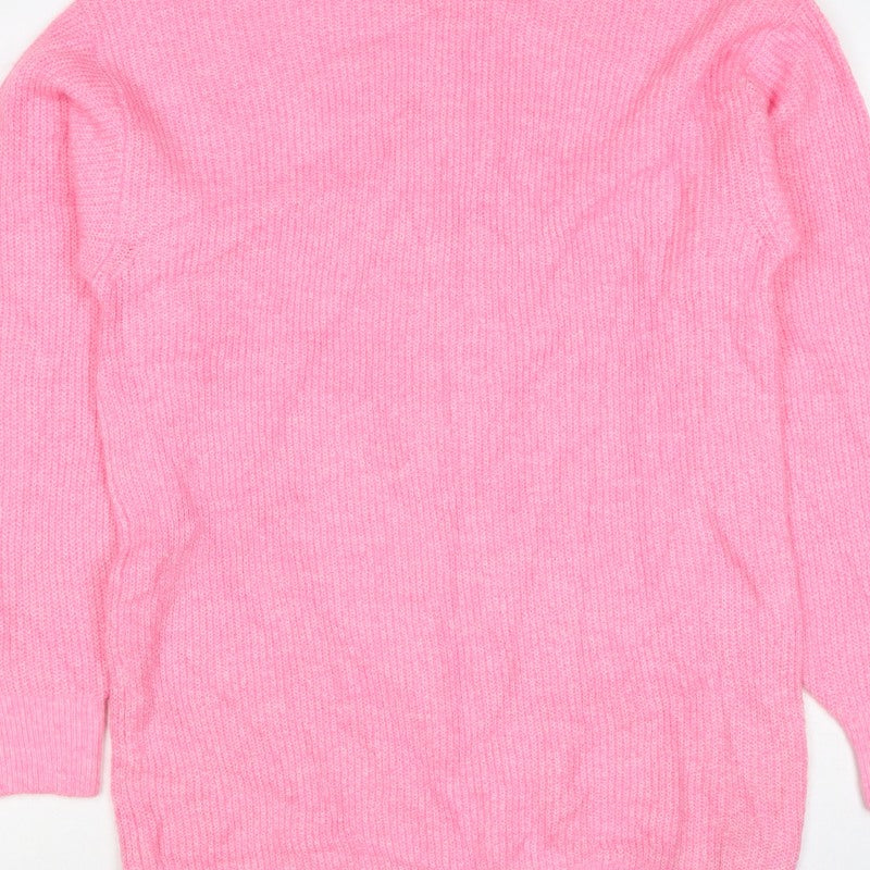 Divided Women’s Pink S Oversized Mock Neck Knit Tunic Jumper