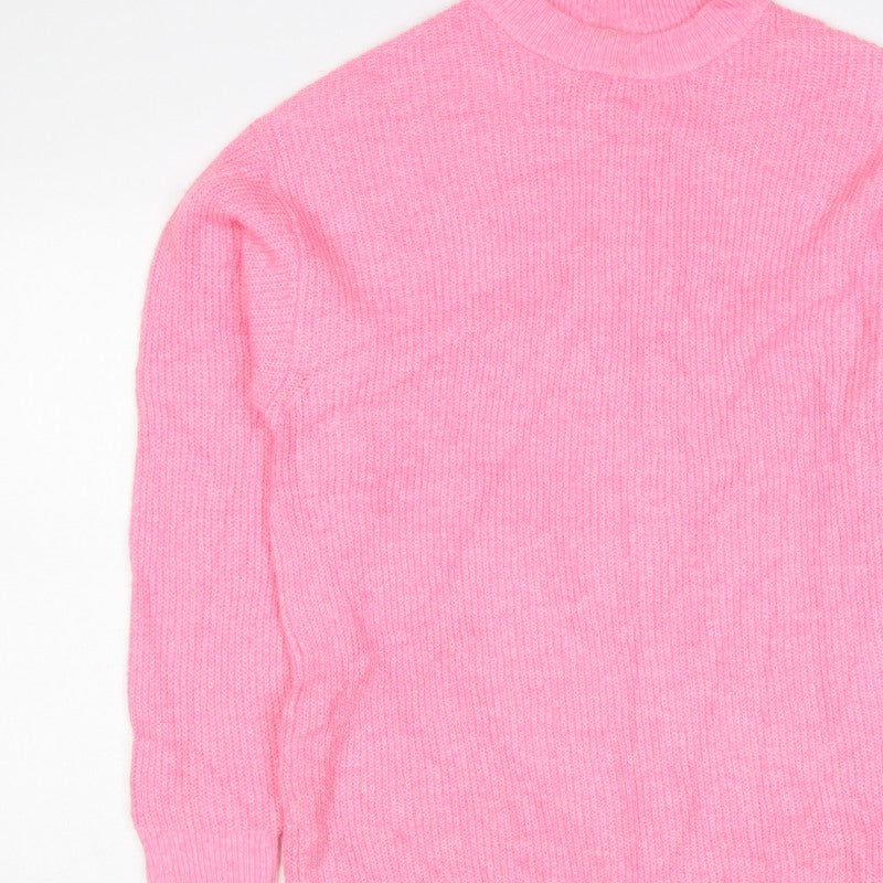 Divided Women’s Pink S Oversized Mock Neck Knit Tunic Jumper