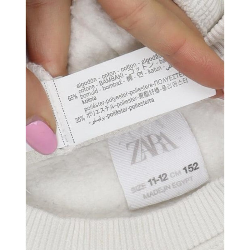 Zara Girls Ivory Gold Heart Graphic Sweatshirt 11-12 Years Pullover