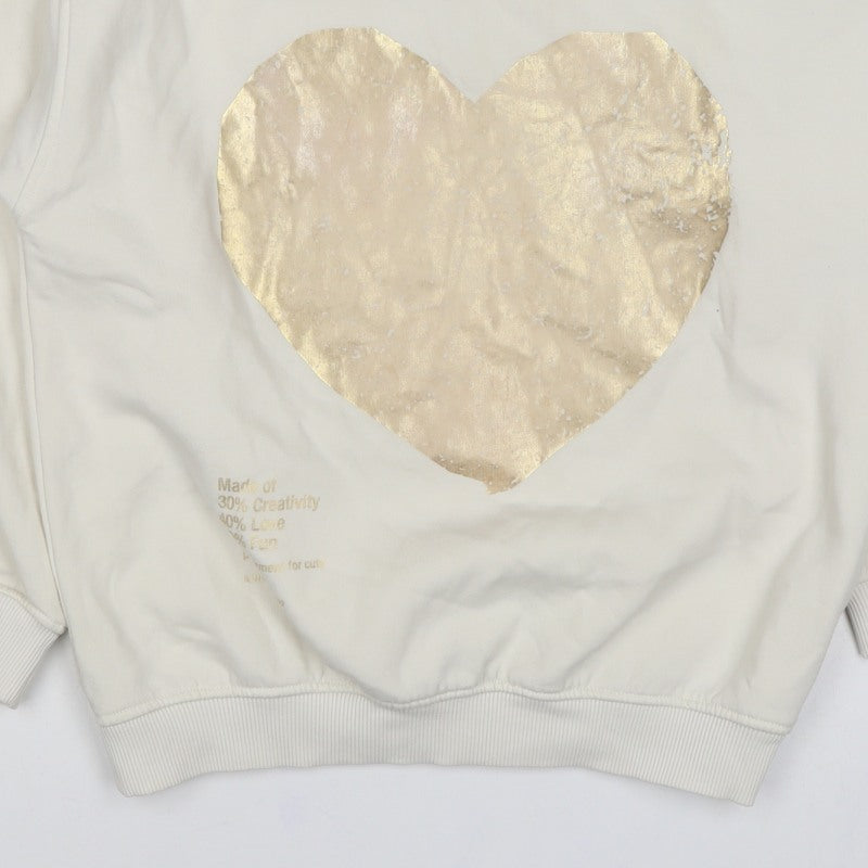 Zara Girls Ivory Gold Heart Graphic Sweatshirt 11-12 Years Pullover