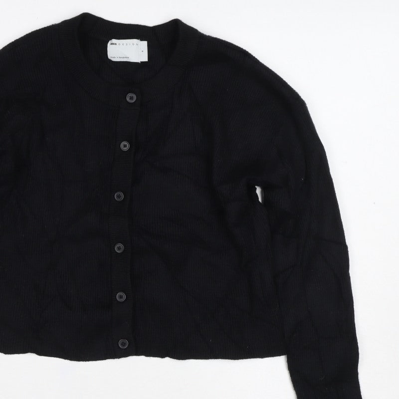 ASOS Design Women’s Black S Button Crew Neck Knit Cardigan