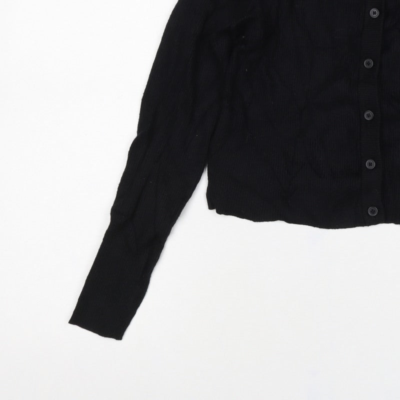 ASOS Design Women’s Black S Button Crew Neck Knit Cardigan
