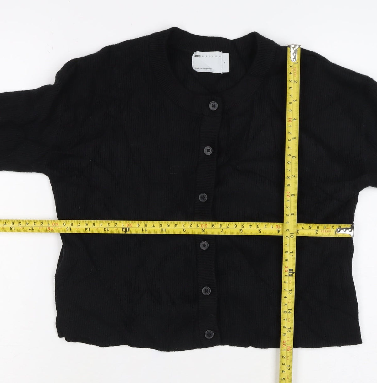 ASOS Design Women’s Black S Button Crew Neck Knit Cardigan