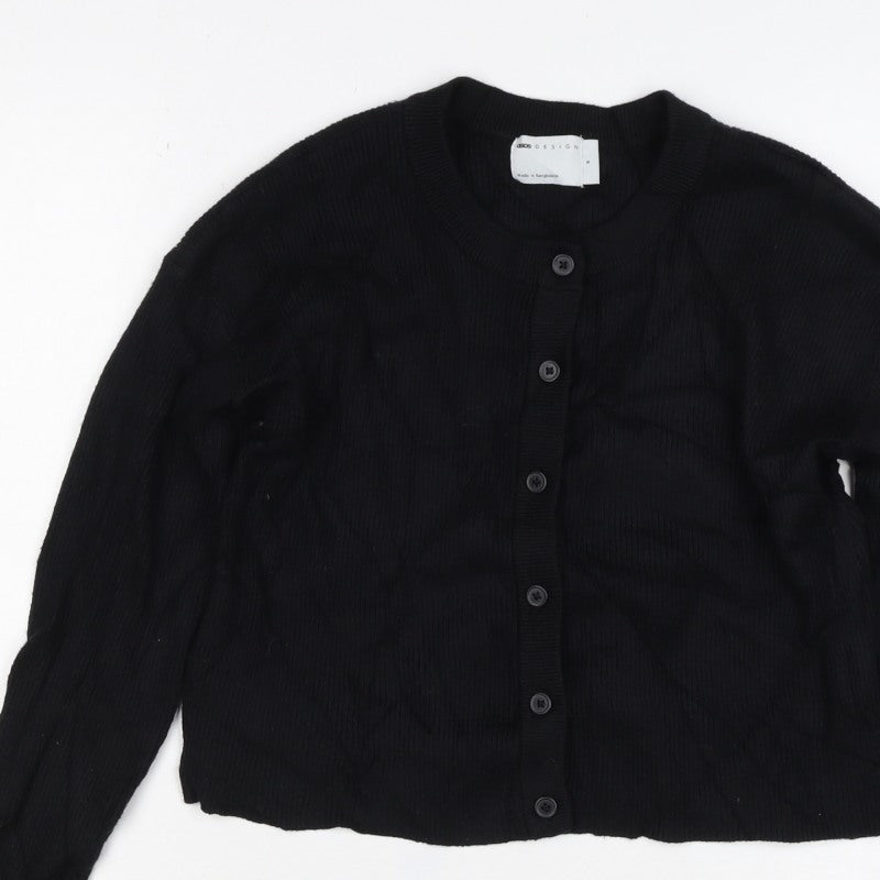 ASOS Design Women’s Black S Button Crew Neck Knit Cardigan