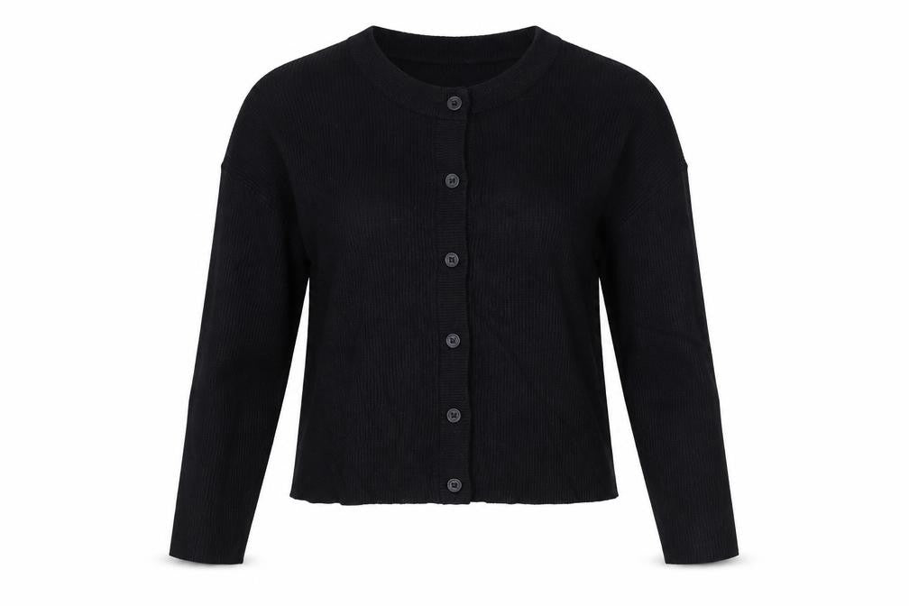 ASOS Design Women’s Black S Button Crew Neck Knit Cardigan