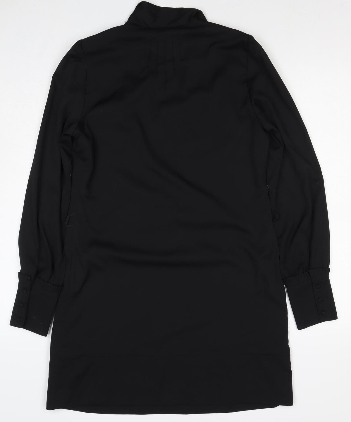 Reiss Women Black UK 10 Sheath Knee Dress Pleated V-Neck