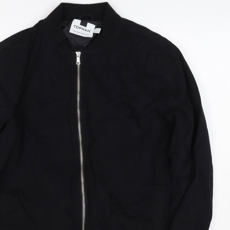 Topman Men’s Black S Cotton Bomber Jacket Full Zip Lined