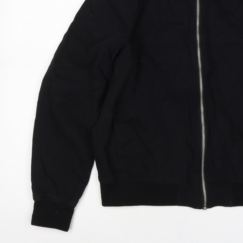 Topman Men’s Black S Cotton Bomber Jacket Full Zip Lined