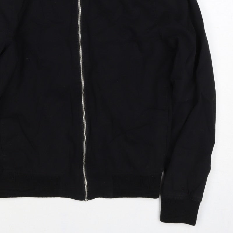 Topman Men’s Black S Cotton Bomber Jacket Full Zip Lined
