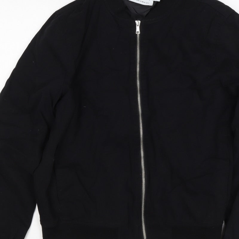 Topman Men’s Black S Cotton Bomber Jacket Full Zip Lined
