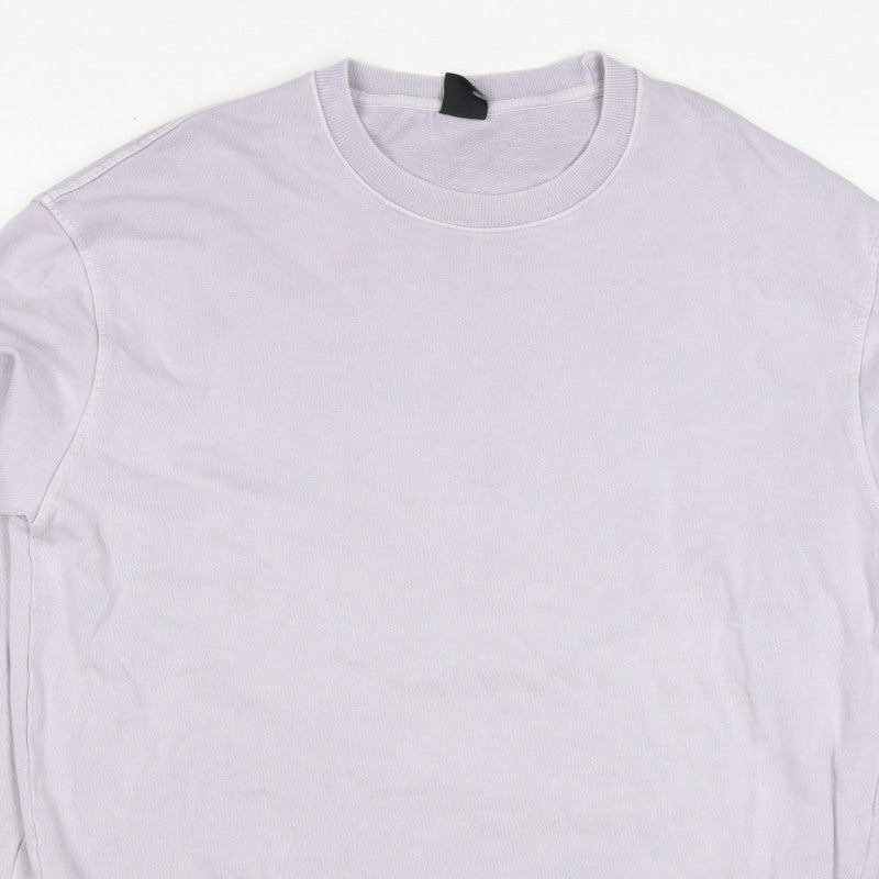 Zara Men Purple M Crew Neck Cotton Pullover Sweatshirt
