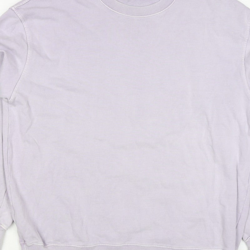 Zara Men Purple M Crew Neck Cotton Pullover Sweatshirt