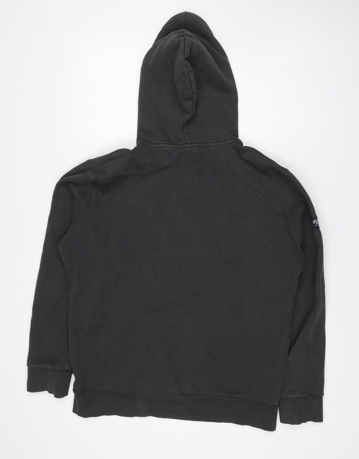 Superdry Mens Black XL Pullover Hoodie Logo Graphic Print Kangaroo Pocket
