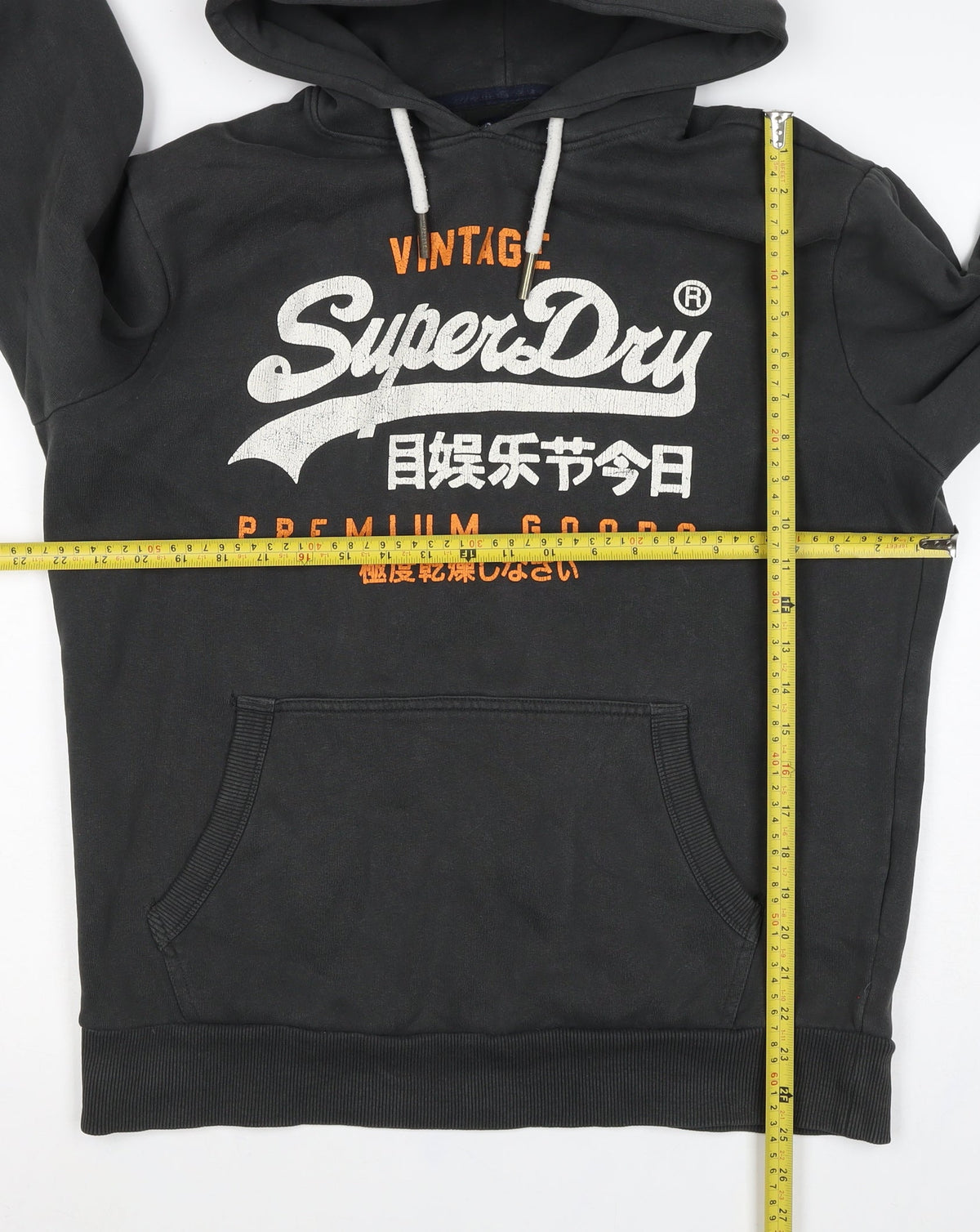 Superdry Mens Black XL Pullover Hoodie Logo Graphic Print Kangaroo Pocket