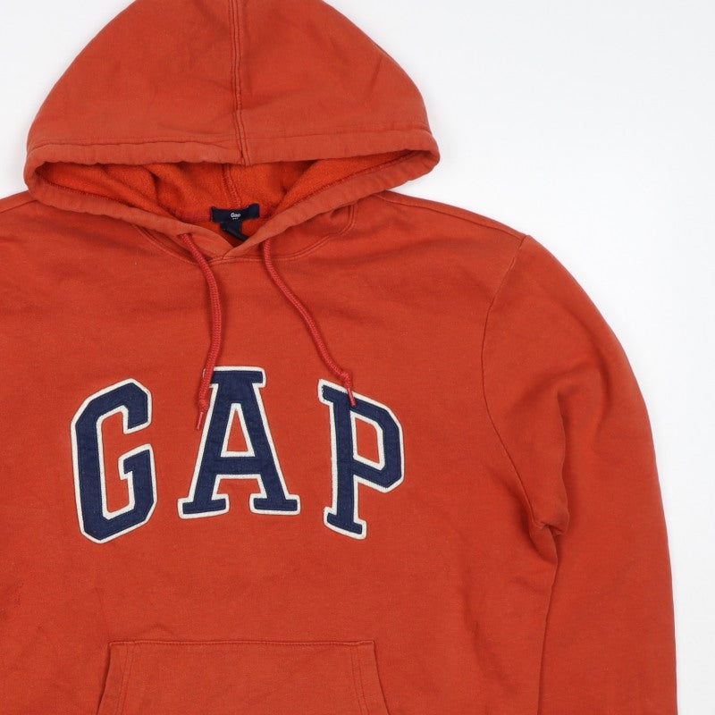 GAP Men’s Orange M Pullover Hoodie College Logo Fleece