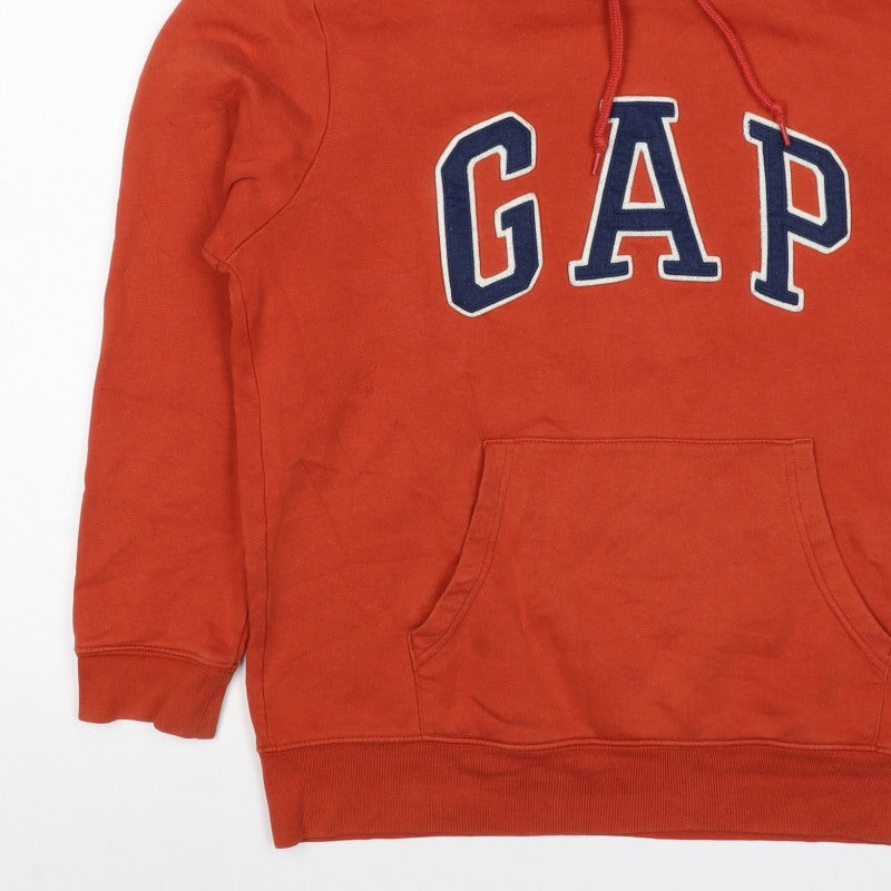 GAP Men’s Orange M Pullover Hoodie College Logo Fleece