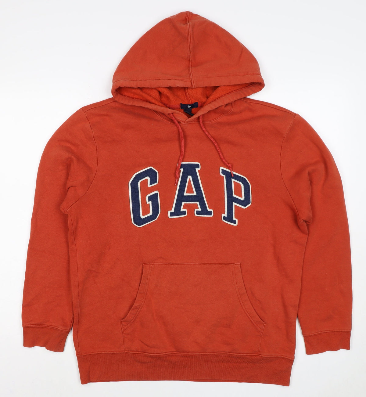 GAP Men’s Orange M Pullover Hoodie College Logo Fleece