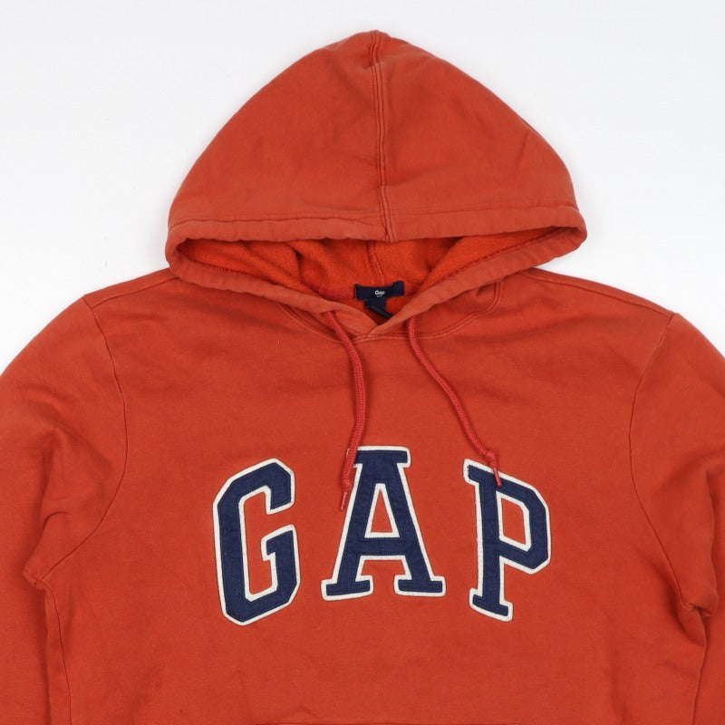 GAP Men’s Orange M Pullover Hoodie College Logo Fleece