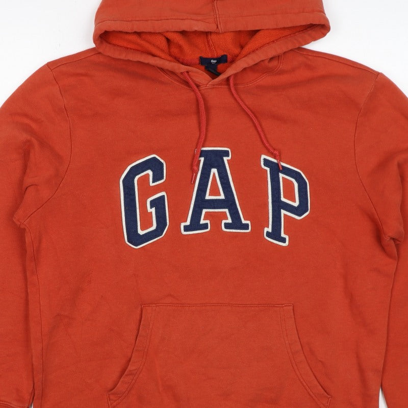 GAP Men’s Orange M Pullover Hoodie College Logo Fleece
