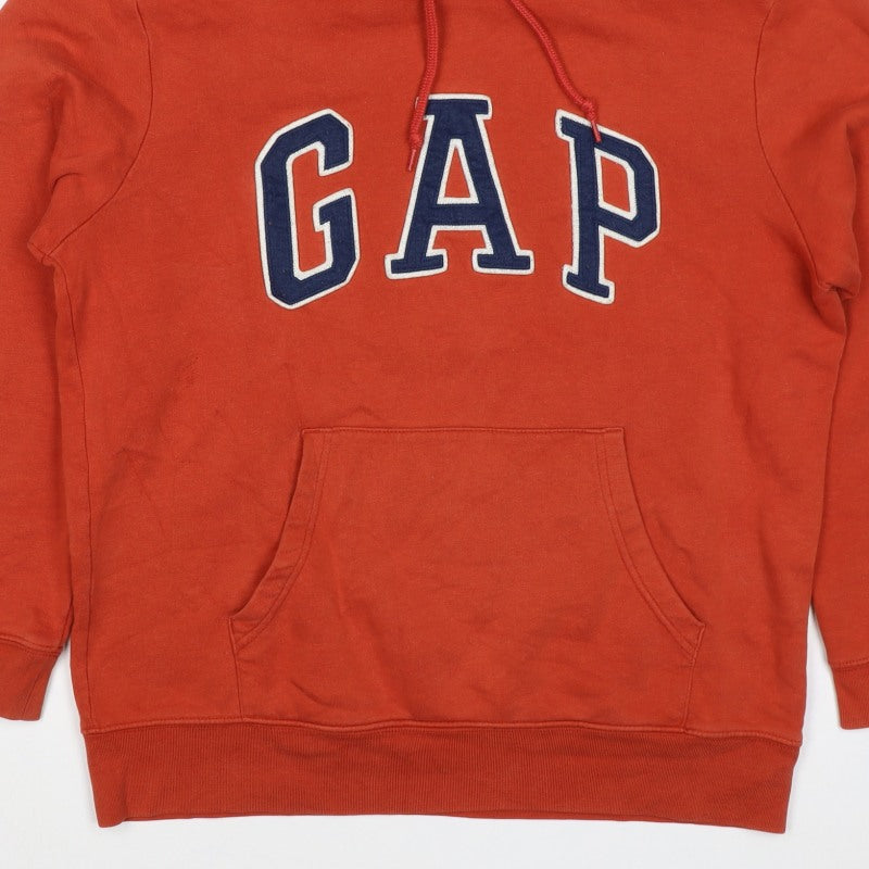 GAP Men’s Orange M Pullover Hoodie College Logo Fleece