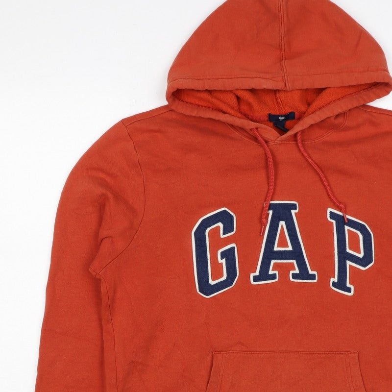 GAP Men’s Orange M Pullover Hoodie College Logo Fleece