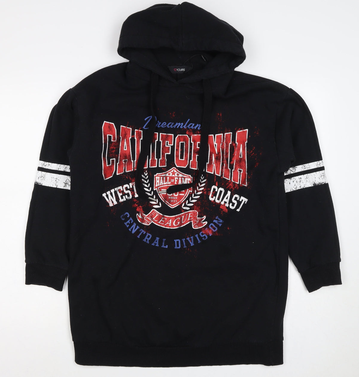 Yours Women Black UK 14 California Graphic Pullover Hoodie