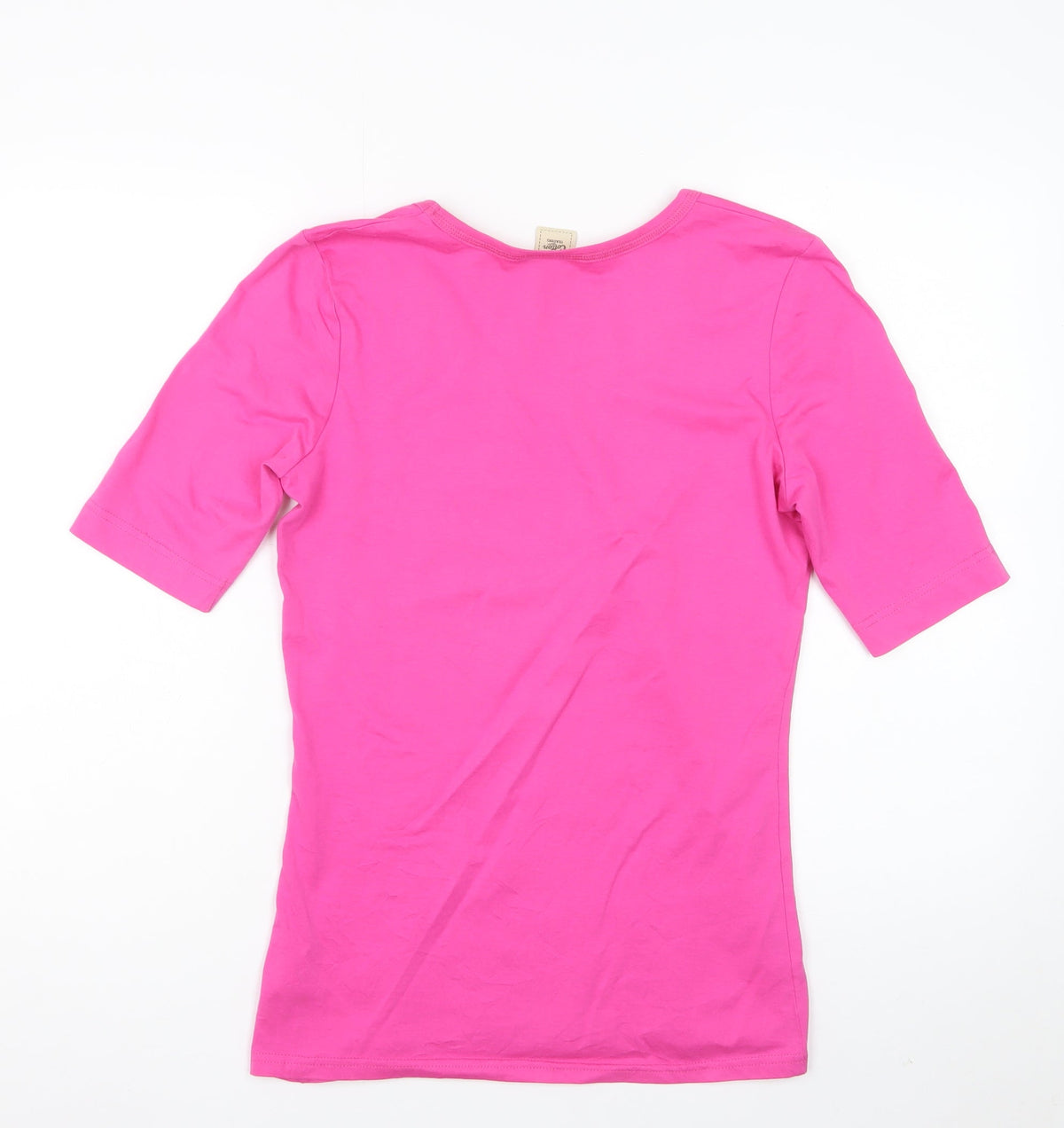 Cotton Traders Women Pink UK 10 Basic Scoop Neck Short Sleeve T-Shirt
