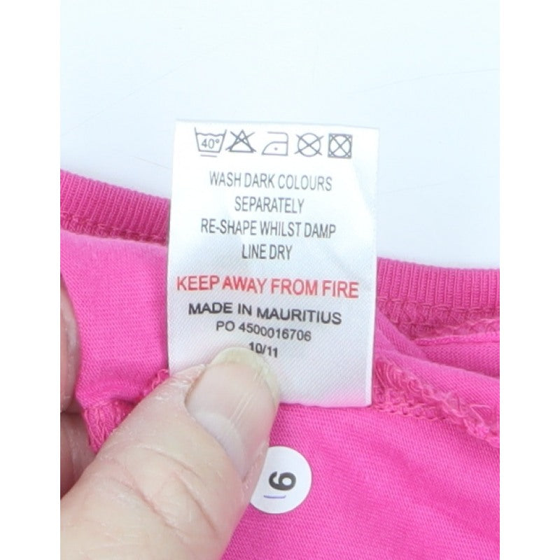 Cotton Traders Women Pink UK 10 Basic Scoop Neck Short Sleeve T-Shirt