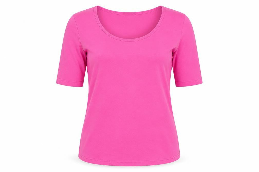 Cotton Traders Women Pink UK 10 Basic Scoop Neck Short Sleeve T-Shirt