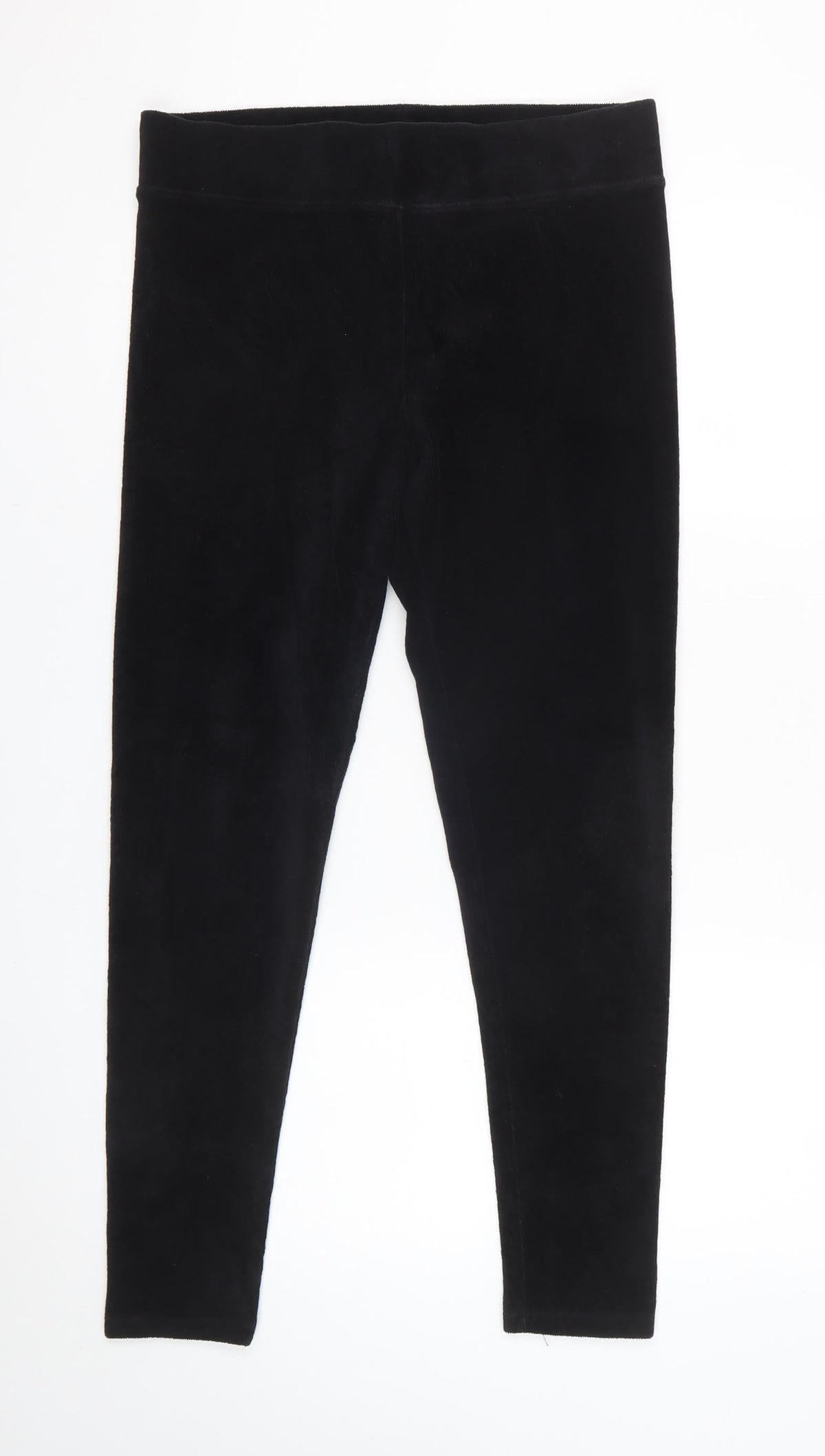 Marks and Spencer Women Black UK 14 Regular Velour Stretch Leggings