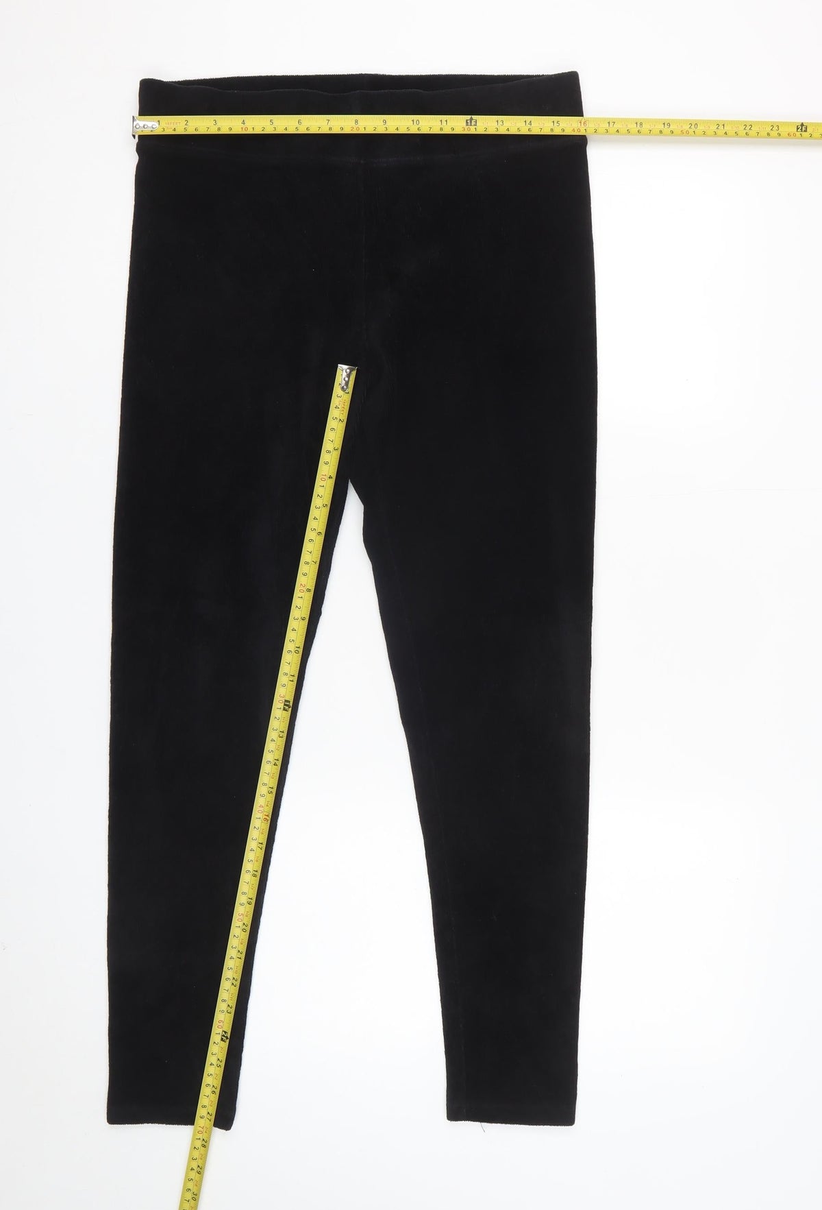 Marks and Spencer Women Black UK 14 Regular Velour Stretch Leggings