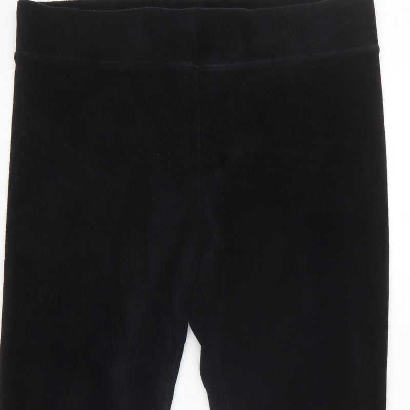 Marks and Spencer Women Black UK 14 Regular Velour Stretch Leggings